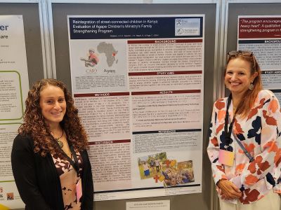 At the International Society for the Prevention of Child Abuse and Neglects 2024 conference in Uppsala, Sweden - The University of Pennsylvania School of Social Policy & Practice’s Dr. Johanna Greeson right and Sarah Wasch present two research studies on the Agape Children’s Ministry Kenya program evaluation